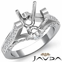 0.55C Round Diamond Semi Mount Engagement Bezel Pave Setting Ring 14k White Gold