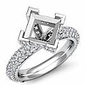 1.45Ct Pave Diamond Engagement Ring Princess Setting 14k White Gold