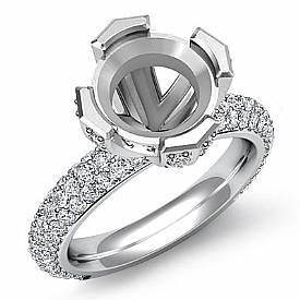 1.5Ct Pave Round Diamond Women Engagement Ring Setting Semi Mount 14k White Gold