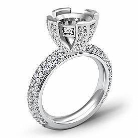 1.5Ct Pave Round Diamond Women Engagement Ring Setting Semi Mount 14k White Gold