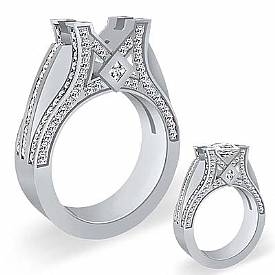 2.25CT Round Diamond Engagement Ring Princess Setting W Gold