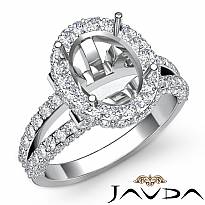 1.4Ct Diamond Engagement Ring 14k White Gold Oval Semi Mount Halo Pave Setting