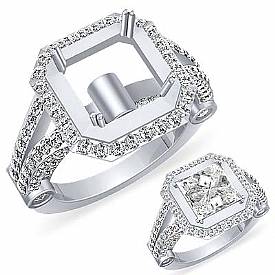 1.75Ct Asscher Diamond Semi Mount Engagement Ring W Gold