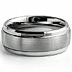 Men Tungsten Carbide Wedding Band Beveled Edge Brush Comfort Fit 9mm Ring