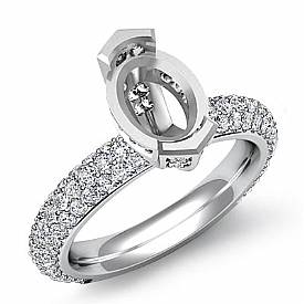 1.40Ct Oval Pave Diamond Engagement Ring setting 14k White gold