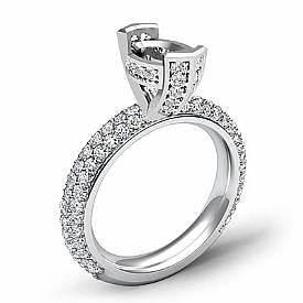 1.40Ct Oval Pave Diamond Engagement Ring setting 14k White gold