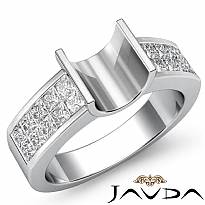 0.86Ct Princess Diamond Women's Engagement Ring Invisible Setting 14k White Gold