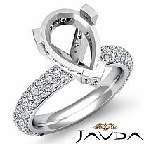 1.45Ct Diamond Pave Engagement Women Semi Mount Ring Pear Setting 14k White Gold