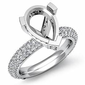 1.45Ct Diamond Pave Engagement Ring Pear Setting 14k White Gold