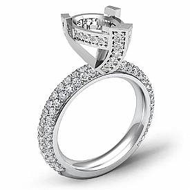 1.45Ct Diamond Pave Engagement Ring Pear Setting 14k White Gold