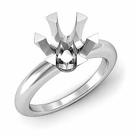 4g Round Diamond Engagement Solitaire 6 Prong Ring Semi Mount 14k W Gold Setting
