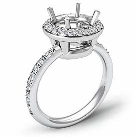 0.53CT Round Pave Diamond Engagement Ring Setting 14k White Gold