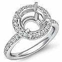 0.53CT Round Pave Diamond Engagement Ring Setting 14k White Gold