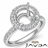 Round Cut Diamond Engagement Semi Mount Ring 14K White Gold Halo Setting 0.53Ct