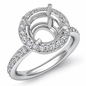0.53CT Round Pave Diamond Engagement Ring Setting 14k White Gold