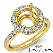 Round Cut Diamond Engagement Semi Mount Ring 14k Gold Yellow Halo Setting  (0.53Ct. tw.)