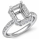 0.56CT Pave Diamond Engagement Ring Emerald Setting 14k White Gold