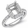 0.56CT Pave Diamond Engagement Ring Emerald Setting 14k White Gold
