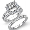 2.38Ct Pave Diamond Engagement Ring Asscher Bridal Setting 14k White Gold