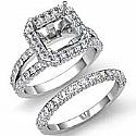 2.38Ct Pave Diamond Engagement Ring Asscher Bridal Setting 14k White Gold