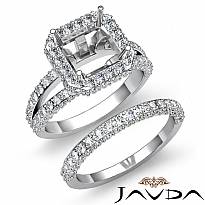 2.38Ct Diamond Engagement Ring Asscher Wedding Bridal Set 14k W Gold  Semi Mount