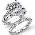 2.30Ct Pave Diamond Engagement Ring Heart Bridal Setting 14k White Gold