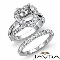 2.75Ct Pave Diamond Engagement Ring Heart Bridal Set 14k White Gold Semi Mount