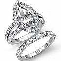 2.38Ct Pave Diamond Engagement Ring Marquise Bridal Setting 14k White Gold
