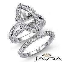 2.8C Diamond Engagement Ring Marquise Split Shank Bridal Setting 14k White Gold