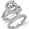 2.25 Ct Pave Diamond Engagement Ring Oval Bridal Setting 14k White Gold
