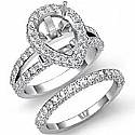 2.37Ct Pave Diamond Engagement Ring Pear Bridal Setting 14k White Gold