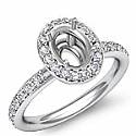 0.54Ct Round Diamond Engagment Ring Oval Setting 14k White Gold