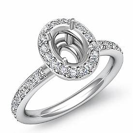 0.54Ct Round Diamond Engagment Ring Oval Setting 14k White Gold