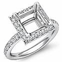 0.55Ct Pave Diamond Engagement Ring princess Setting 14k White Gold