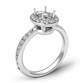 0.54Ct Round Diamond Engagment Ring Oval Setting 14k White Gold