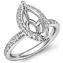 0.51CT Pave Diamond Engagement Ring Marquise Setting 14k White Gold