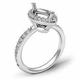 0.51CT Pave Diamond Engagement Ring Marquise Setting 14k White Gold