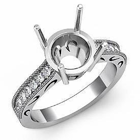 0.25ct Round Diamond Vintage Style Engagement Setting Ring 14k W Gold Semi Mount
