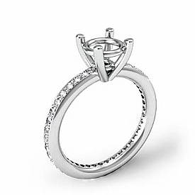0.50Ct Pave Set Diamond Engagement Ring Round Setting 14k White Gold