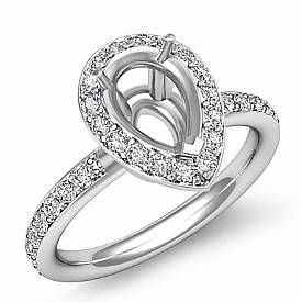 0.55 Ct Diamond Engagement Ring Pear Setting 14k White Gold