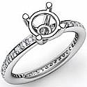 0.50Ct Pave Set Diamond Engagement Ring Round Setting 14k White Gold