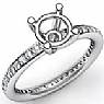 0.50Ct Pave Set Diamond Engagement Ring Round Setting 14k White Gold