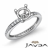 0.50Ct Pave Setting Diamond Engagement Ring Round Semi Mount 14k White Gold