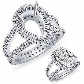 1.5CT Diamond Engagement Ring Eternity Pear Setting 14K Gold