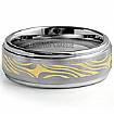 Mens Tungsten Carbide Wedding Band Brush Gold Plated Comfort Fit 8mm Ring