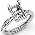 .50Ct Pave Diamond Engagement Ring Emerald Setting 14k WHite Gold