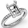 .50Ct Pave Diamond Engagement Ring Emerald Setting 14k WHite Gold
