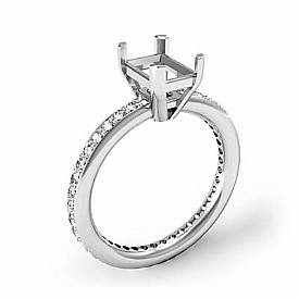 .50Ct Pave Diamond Engagement Ring Emerald Setting 14k WHite Gold