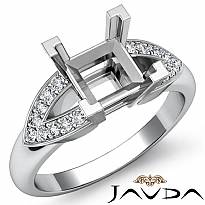 0.25Ct Round Diamond Engagement V Shape Pave Setting Ring 14k Wh Gold Semi Mount