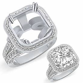 2.25Ct Cushion Diamond Vintage Engagement Ring Setting 14k Gold